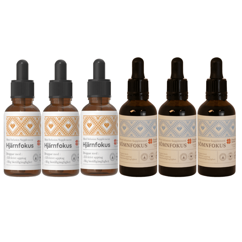 Lugn & ro paket 3+3 - sömn och hjärnfokus kosttillskott med tre flaskor vardera för optimal sömn och fokus.